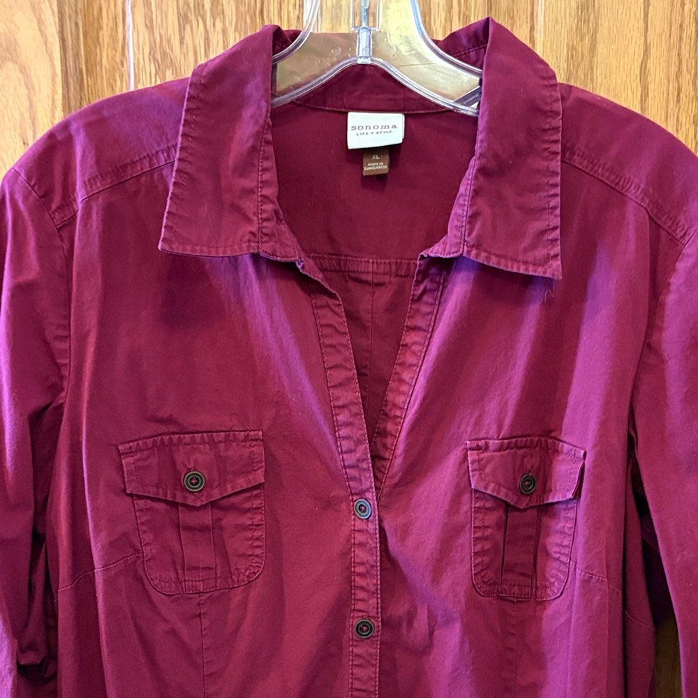 Sonoma Deep Red Casual Shirt - Picture 3 of 8